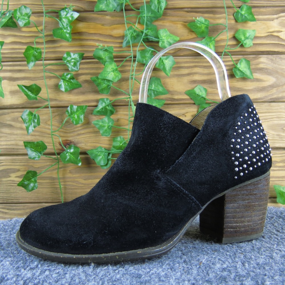 Naya‎ Valerie Women 6 Black Suede Ankle Boots Studded Heel Slip On Block Casual